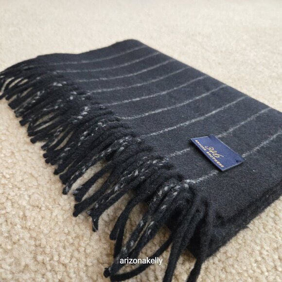 Brooks Brothers 346 Lambswool Black Pinstripe Scarf - Picture 10 of 10